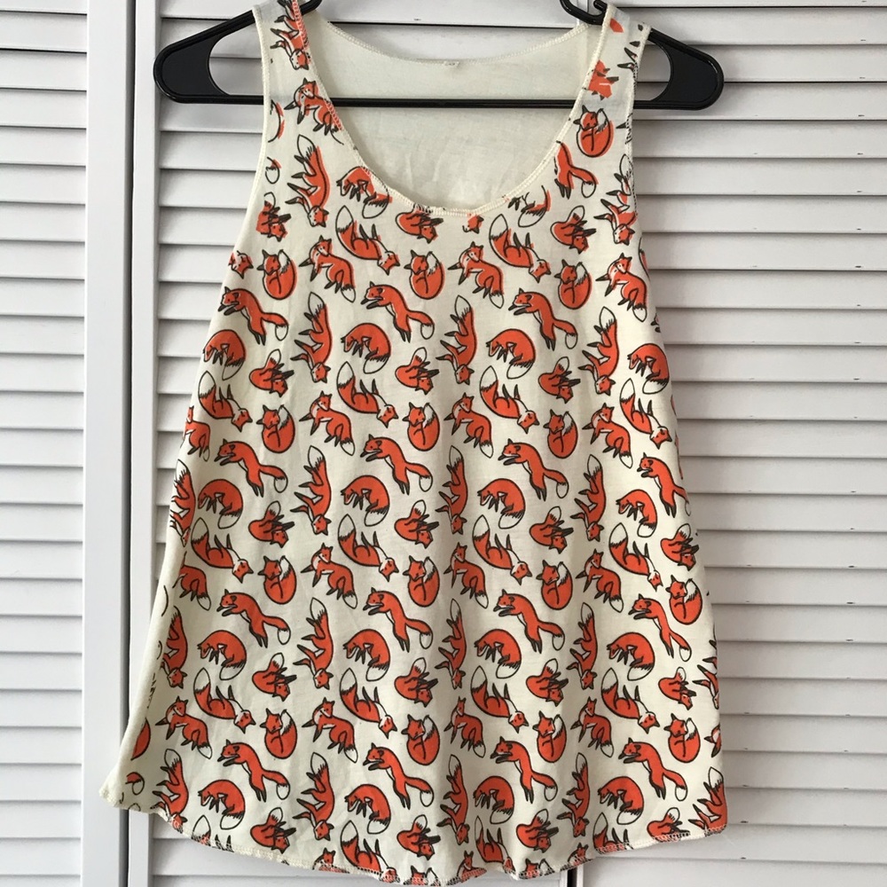 Cute Fox Print Tank Top